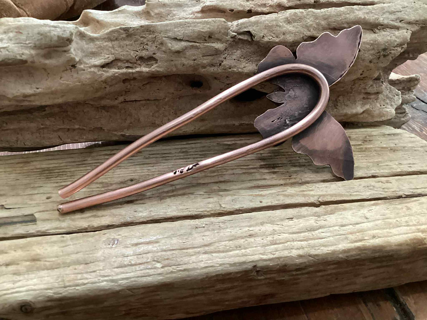 Copper and Rhodonite Hair Pick
