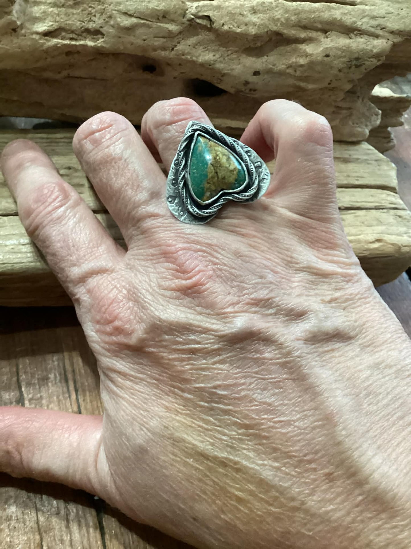Sterling Silver and Turquoise Heart Ring