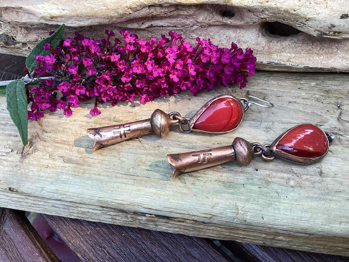 Sterling Silver, Copper and Rosarita Earrings