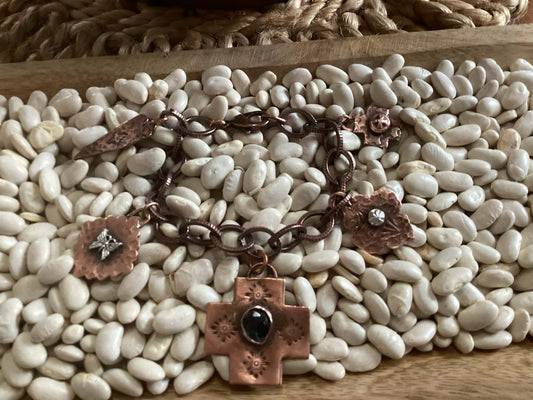 Sterling Silver and Copper Charm Bracelet