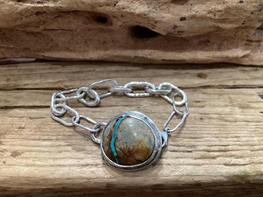 Sterling Silver and Turquoise Link Bracelet