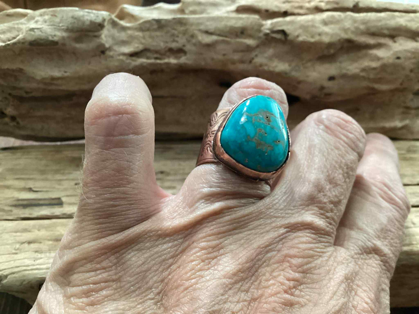 Copper and Turquoise Statement Ring