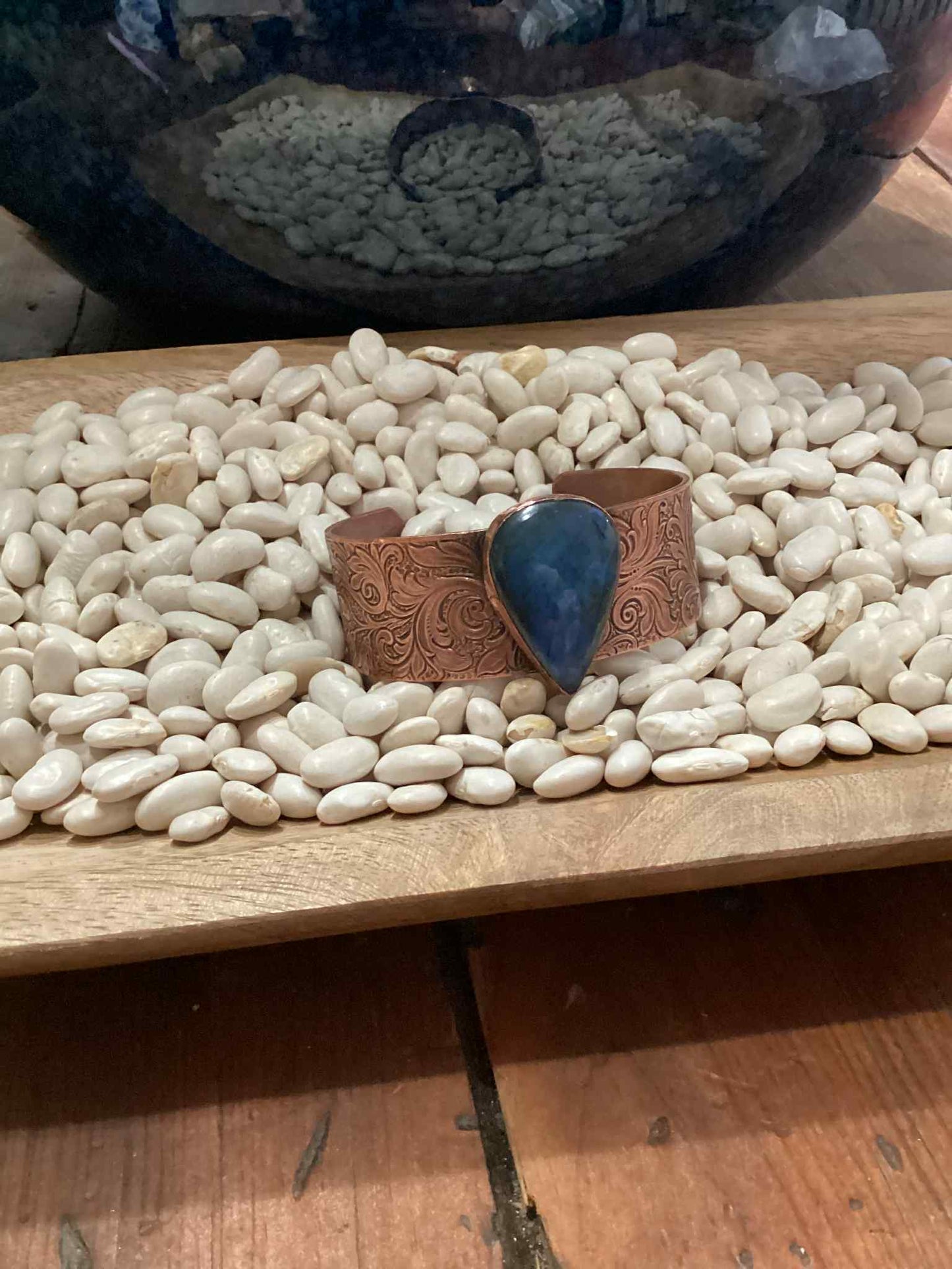 Copper and Labradorite Cuff Bracelet