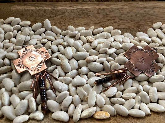 Copper and Sterling Silver Cross Earrings