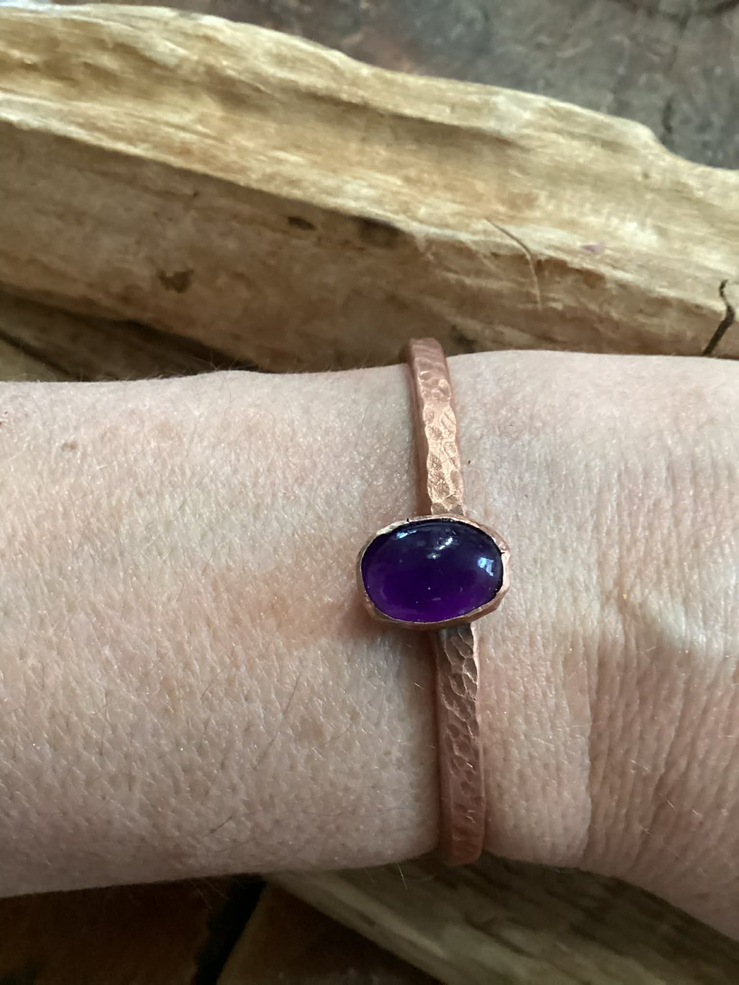 Copper and Amethyst Cuff Bracelet