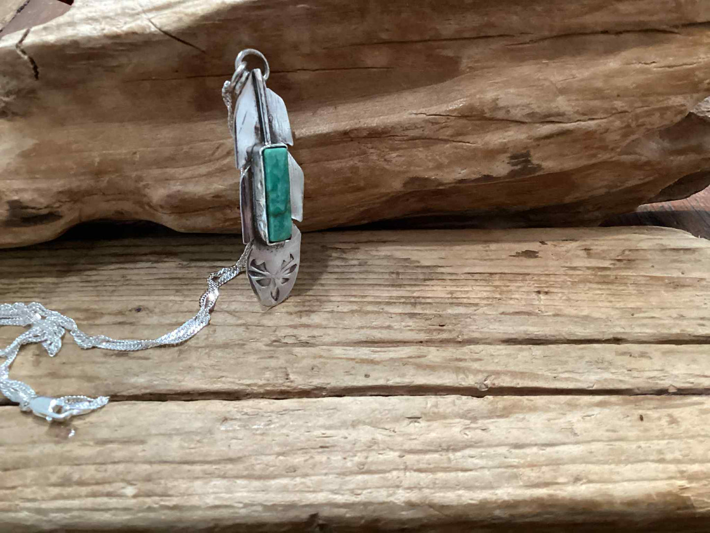 Sterling Silver and Turquoise Feather Necklace