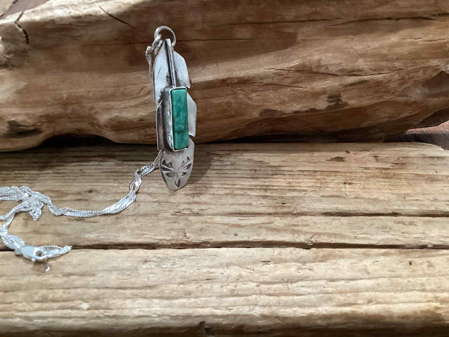 Sterling Silver and Turquoise Feather Necklace