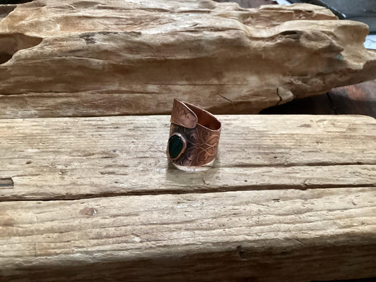 Copper and Jade Hand Forged Ring