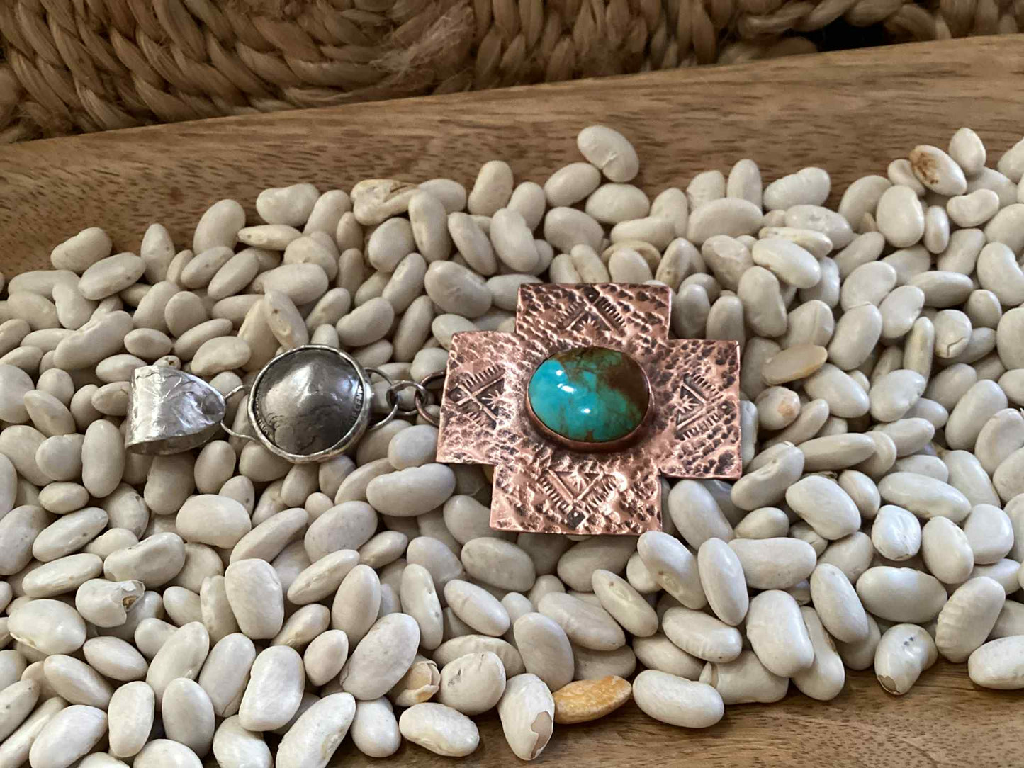 Sterling Silver, Copper and Turquoise Pendant