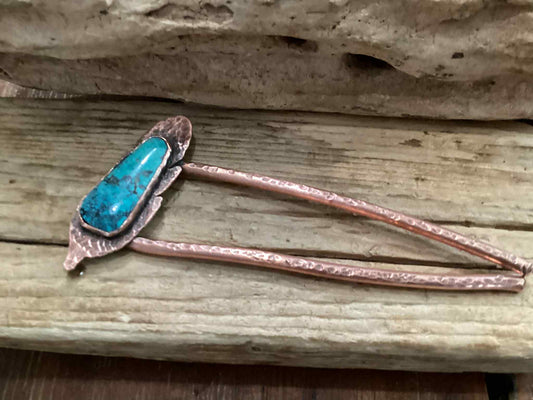 Copper and Turquoise Hair Pick
