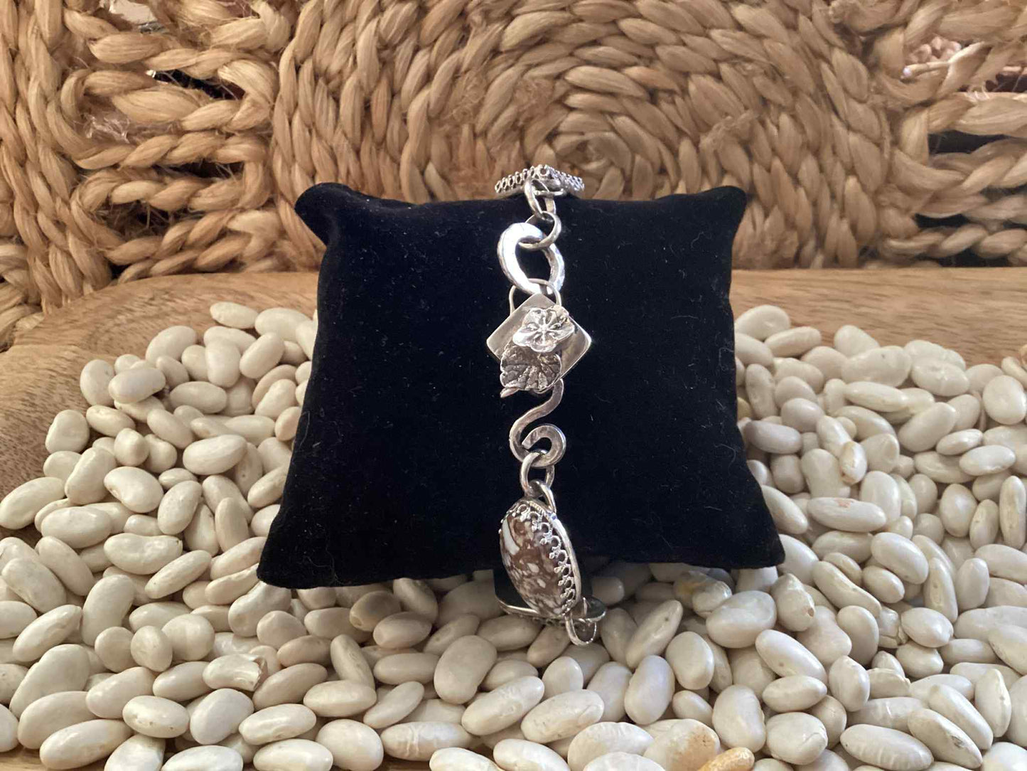 Sterling Silver and Ammonite, Amber Bracelet