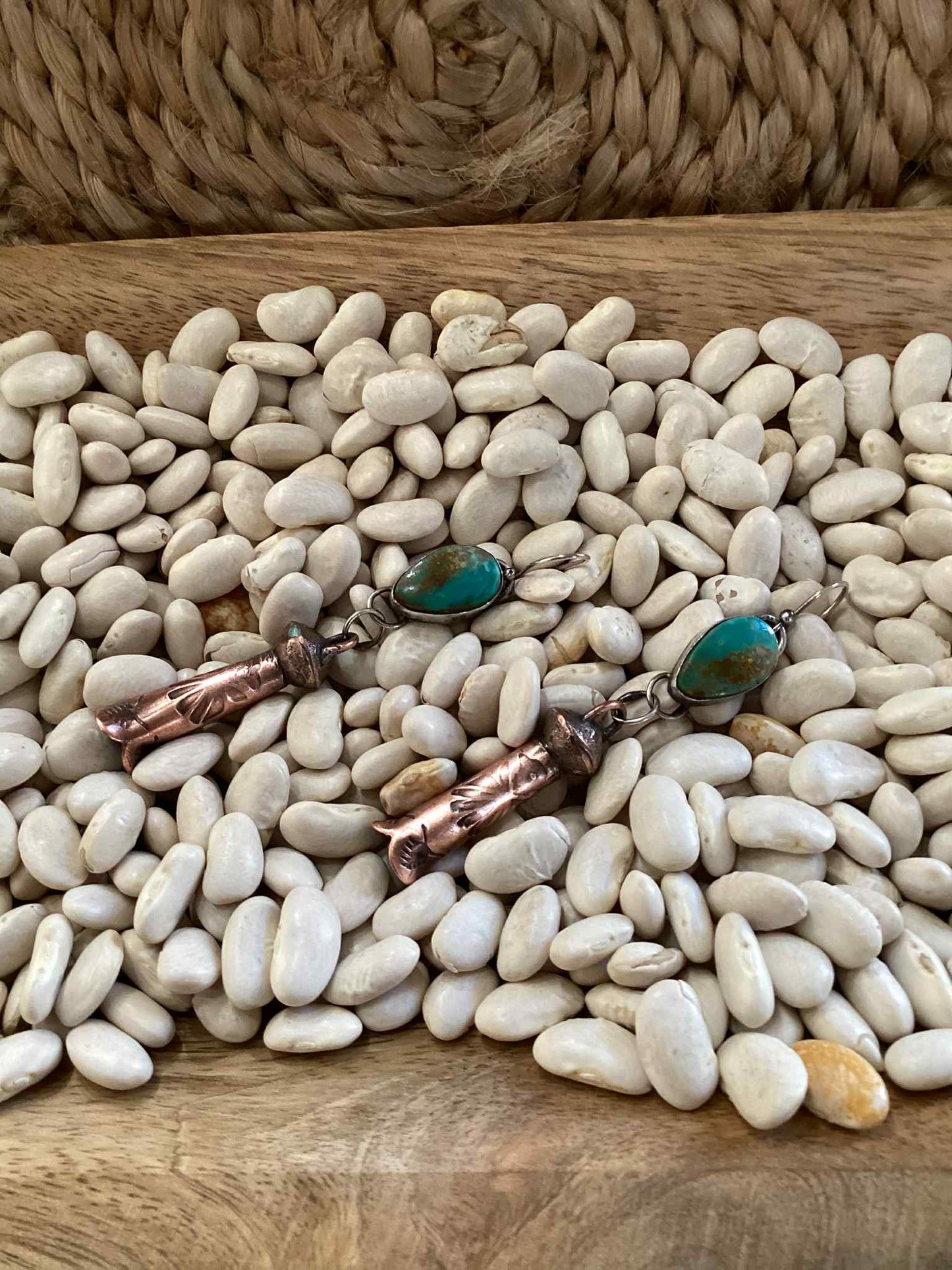 Sterling Silver, Copper and Turquoise Earrings