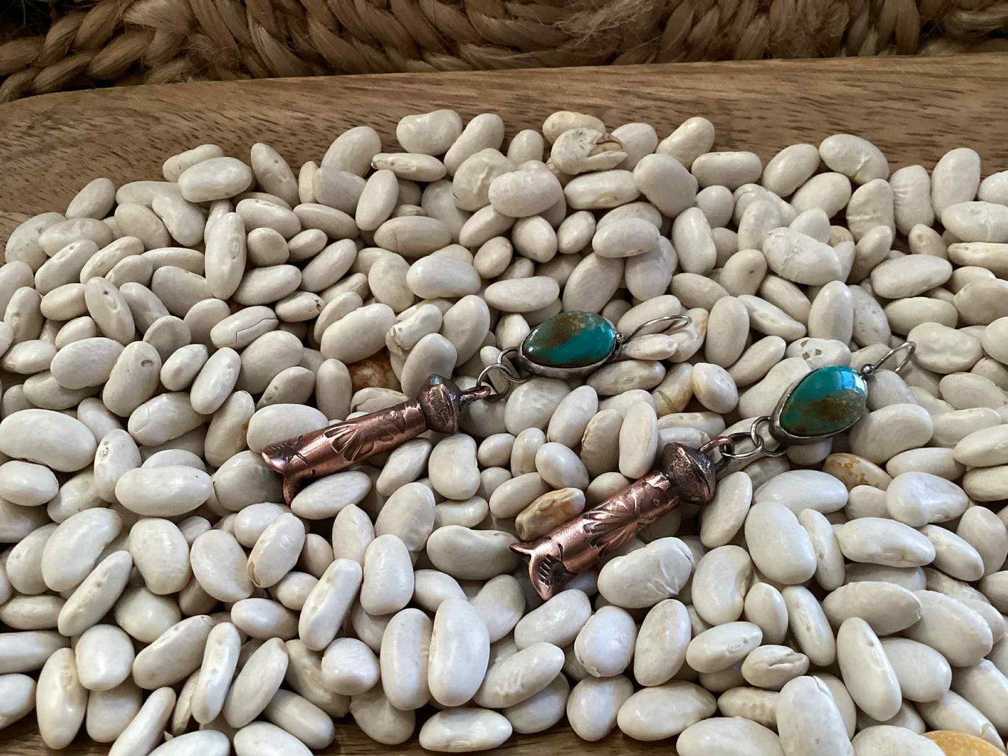 Sterling Silver, Copper and Turquoise Earrings