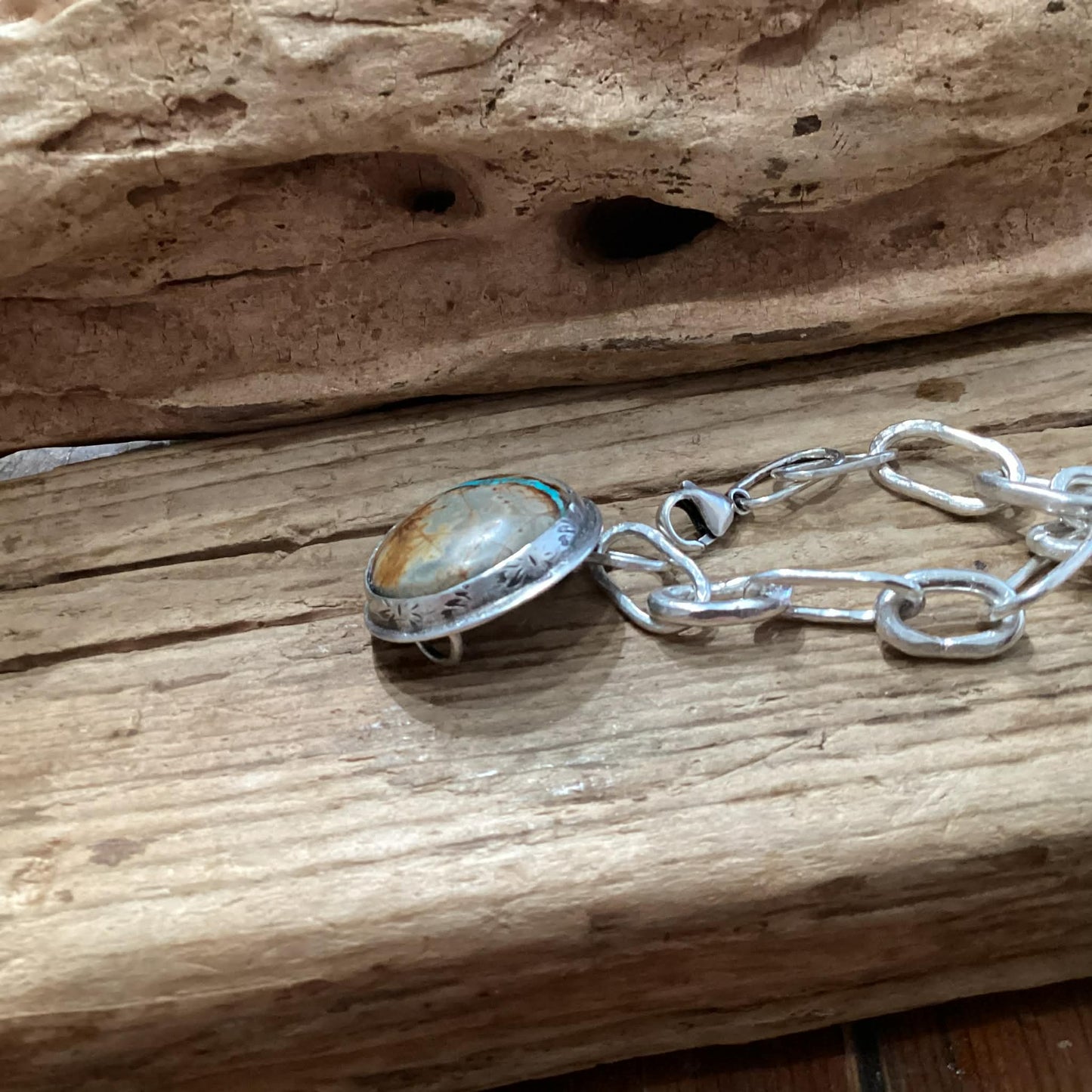 Sterling Silver and Turquoise Link Bracelet