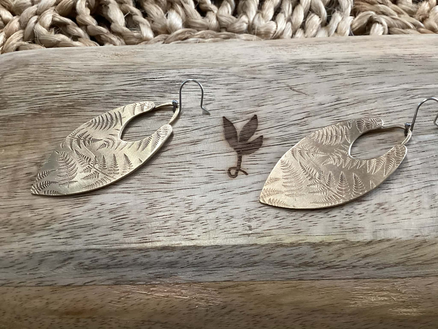 Sterling Silver and Brass Fern Earrings