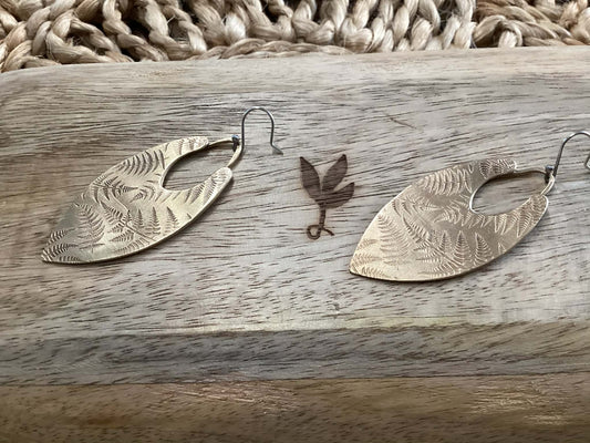 Sterling Silver and Brass Fern Earrings