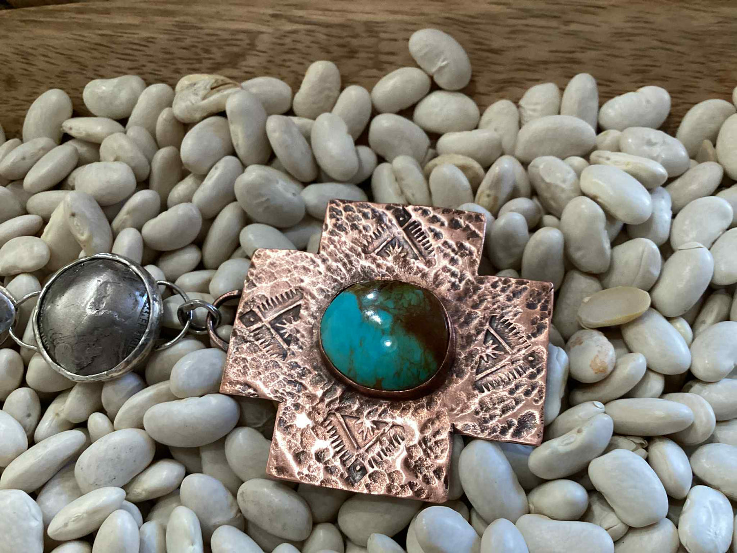 Sterling Silver, Copper and Turquoise Pendant