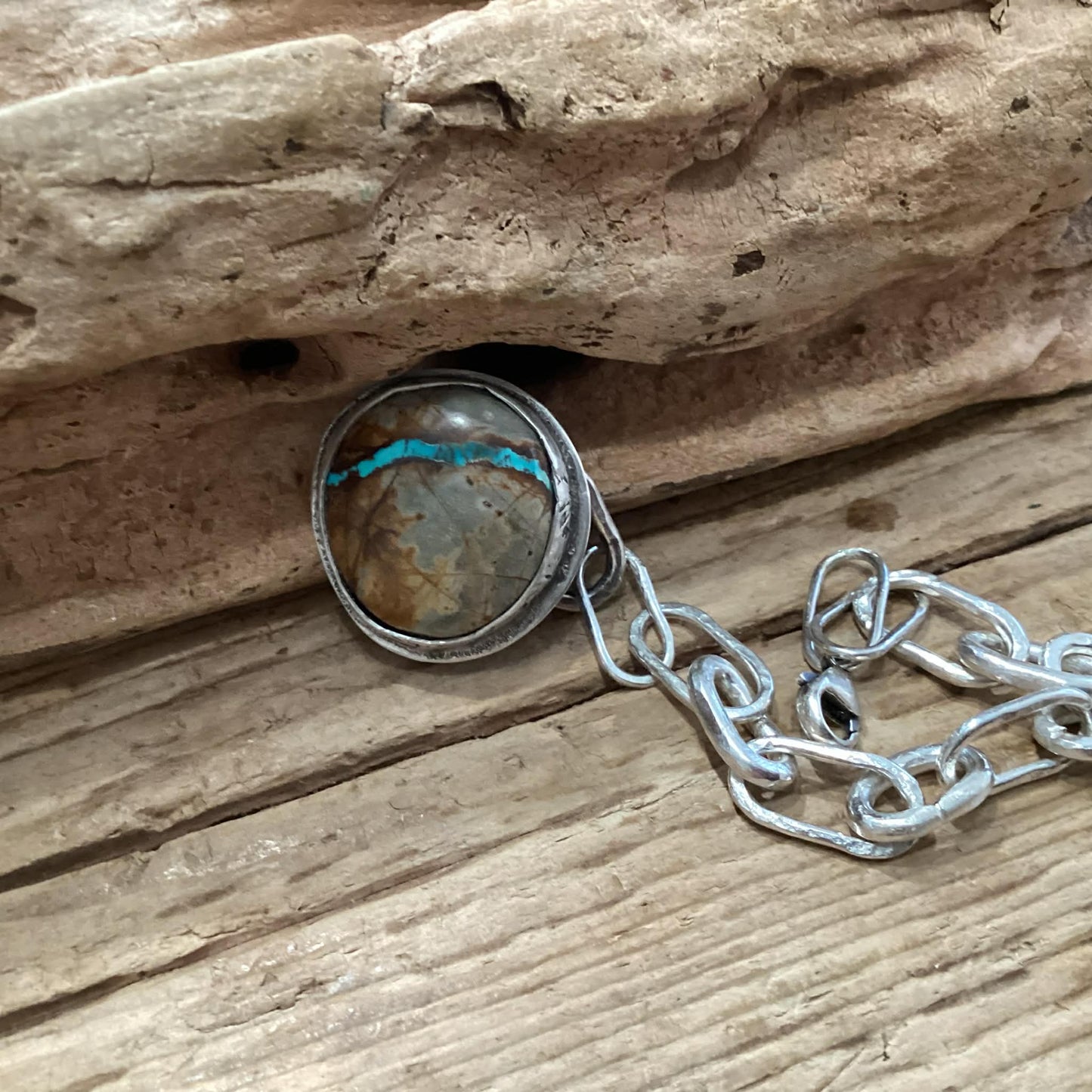 Sterling Silver and Turquoise Link Bracelet