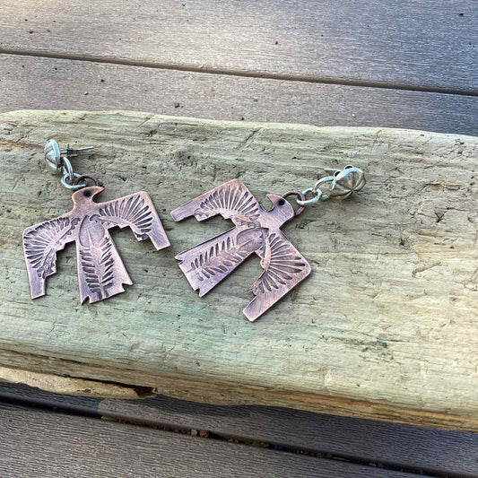 Sterling Silver and Copper Phoenix Earrings