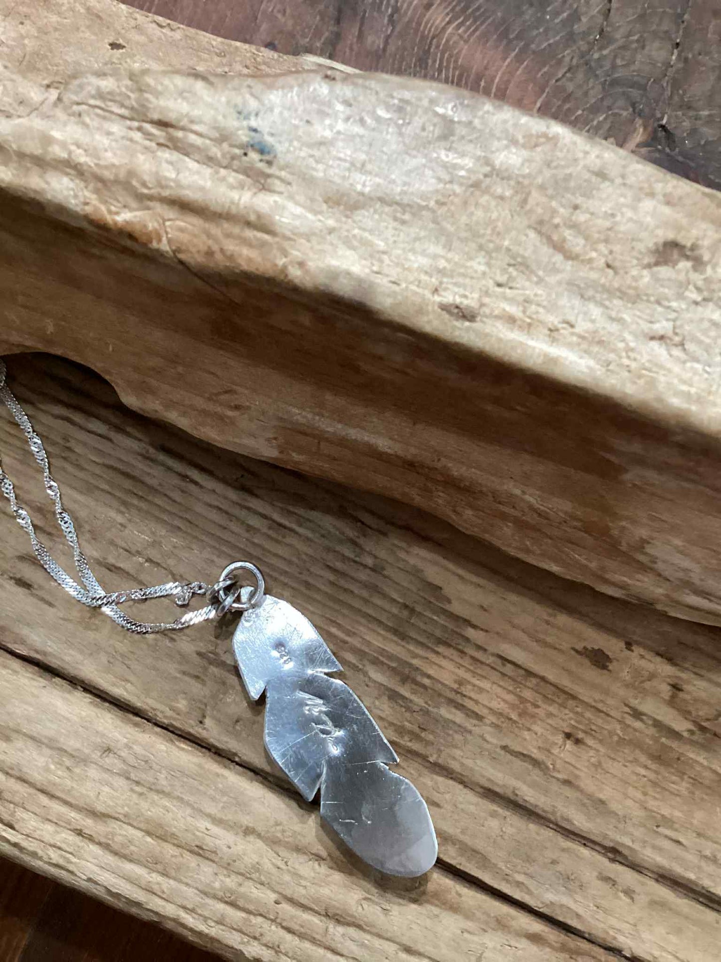 Sterling Silver and Turquoise Feather Necklace