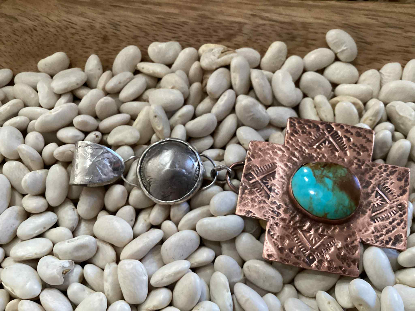 Sterling Silver, Copper and Turquoise Pendant