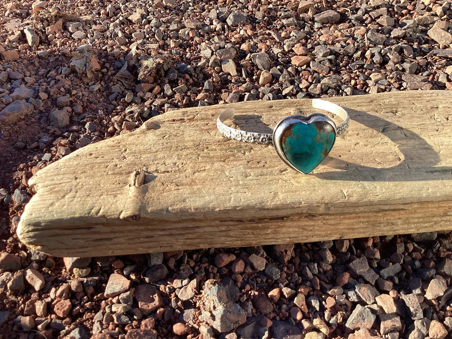 Sterling Silver and Turquoise Heart Cuff Bracelet