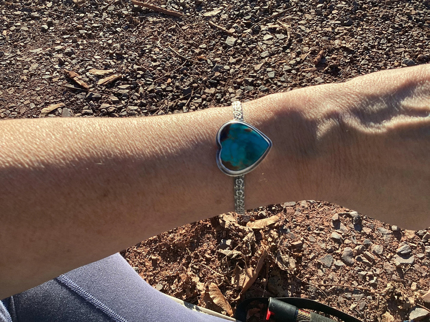 Sterling Silver and Turquoise Heart Cuff Bracelet