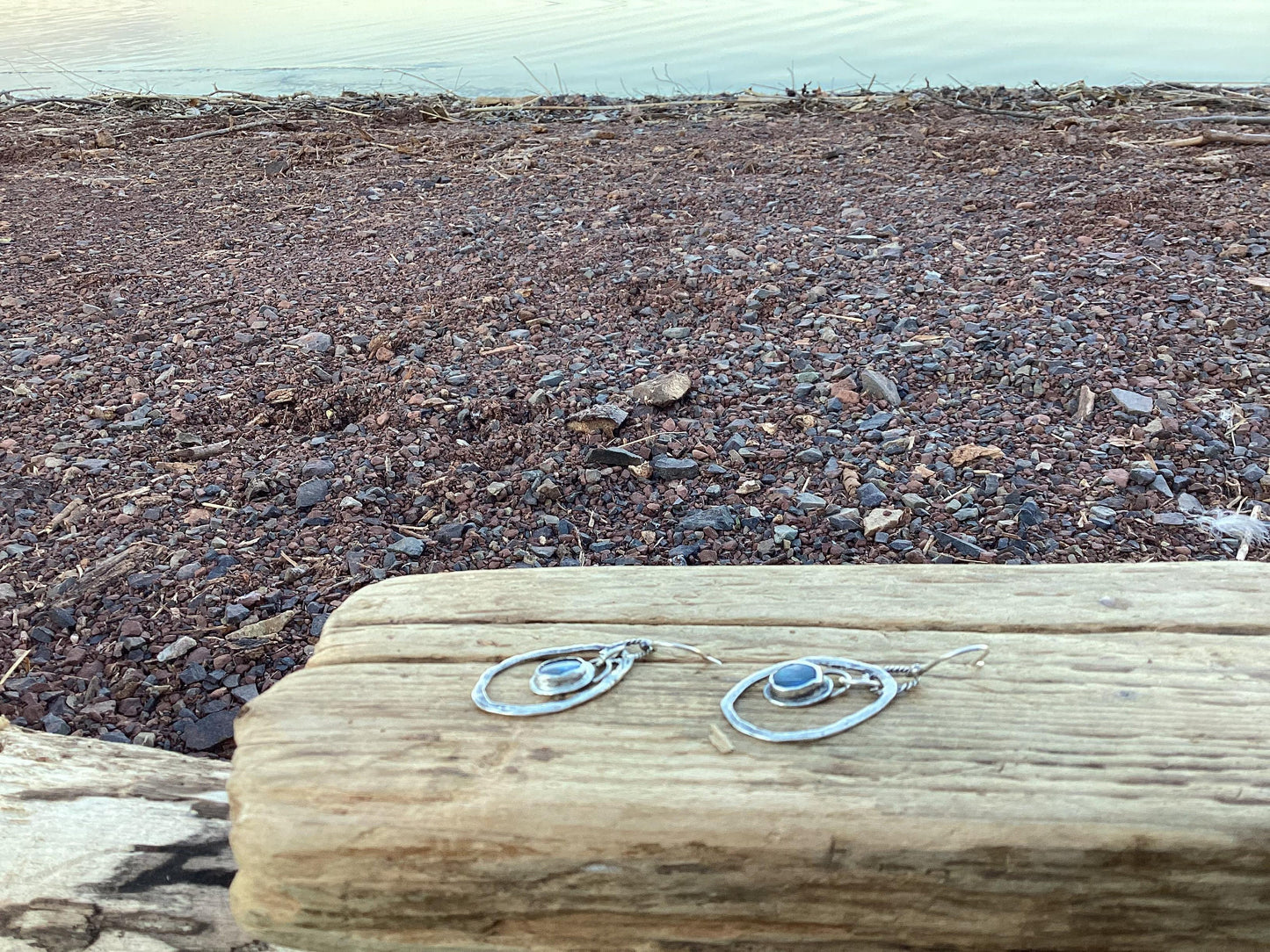 Sterling Silver and Opal, Hoop Earrings