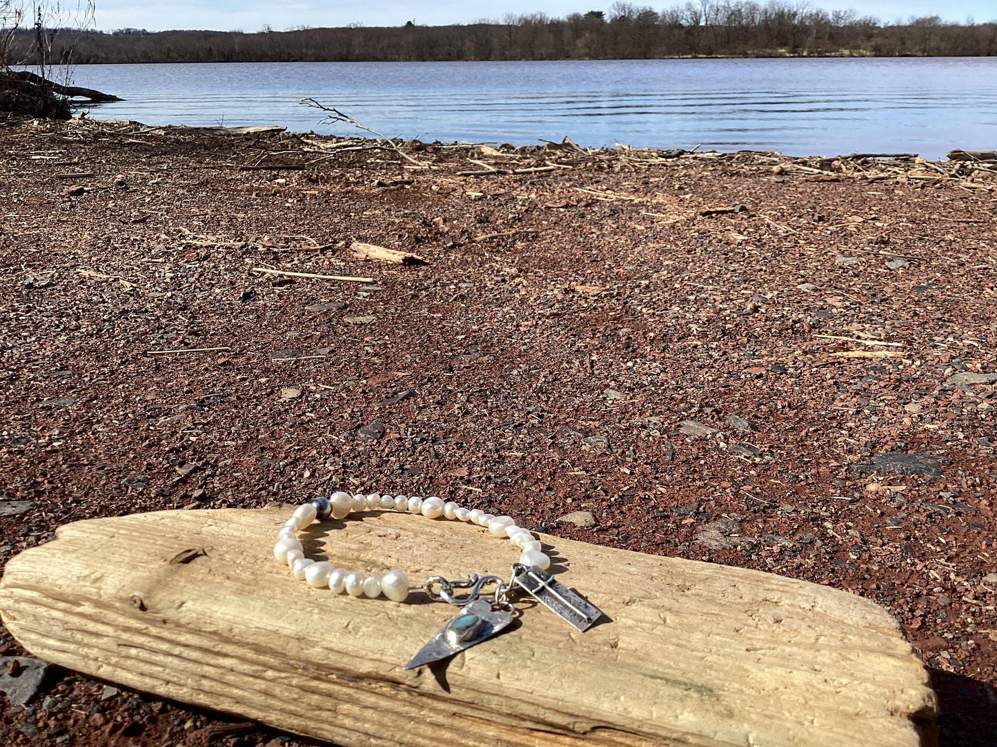 Sterling Silver, Opal and Pearl Beaded Bracelet