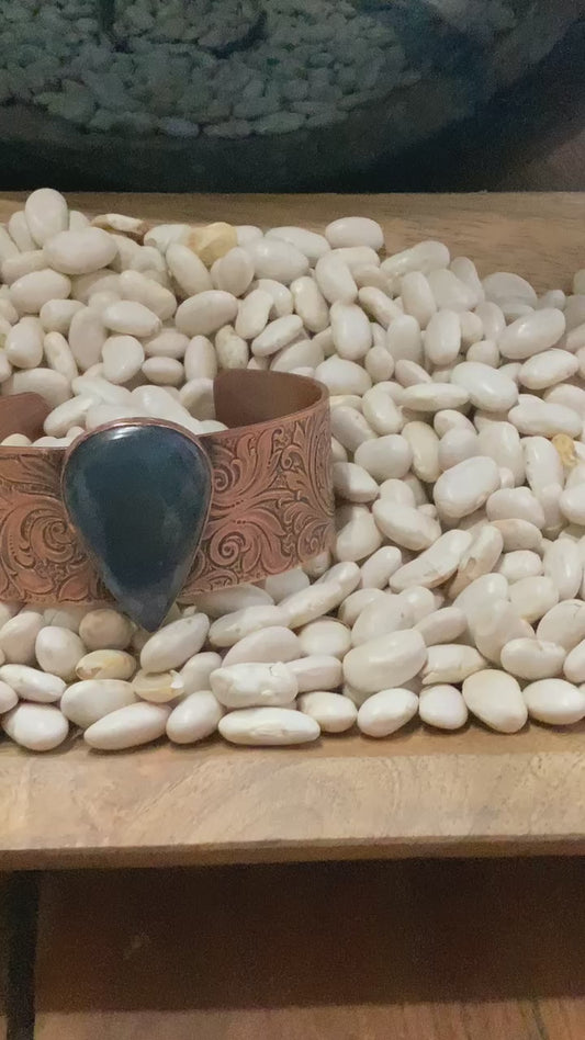 Copper and Labradorite Cuff Bracelet