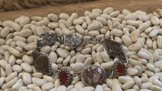 Sterling Silver and Ammonite, Amber Bracelet