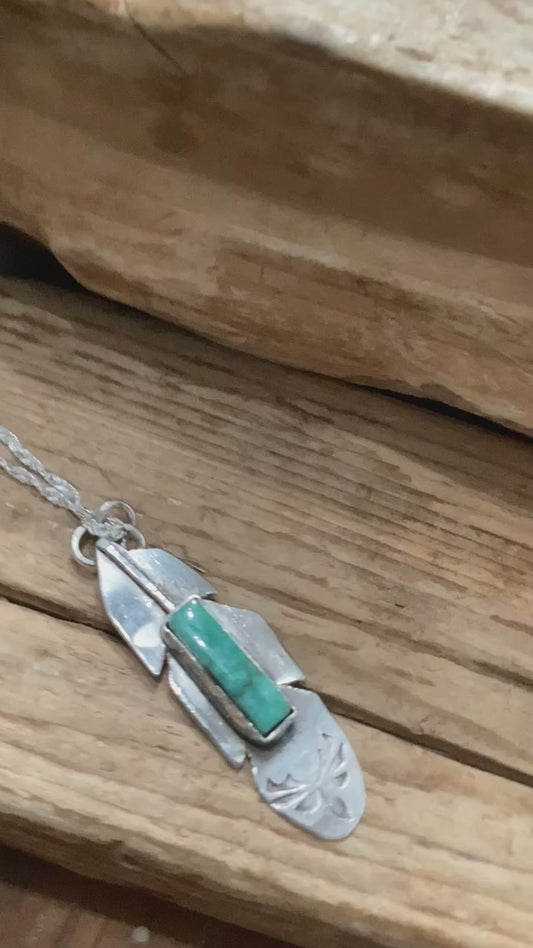 Sterling Silver and Turquoise Feather Necklace