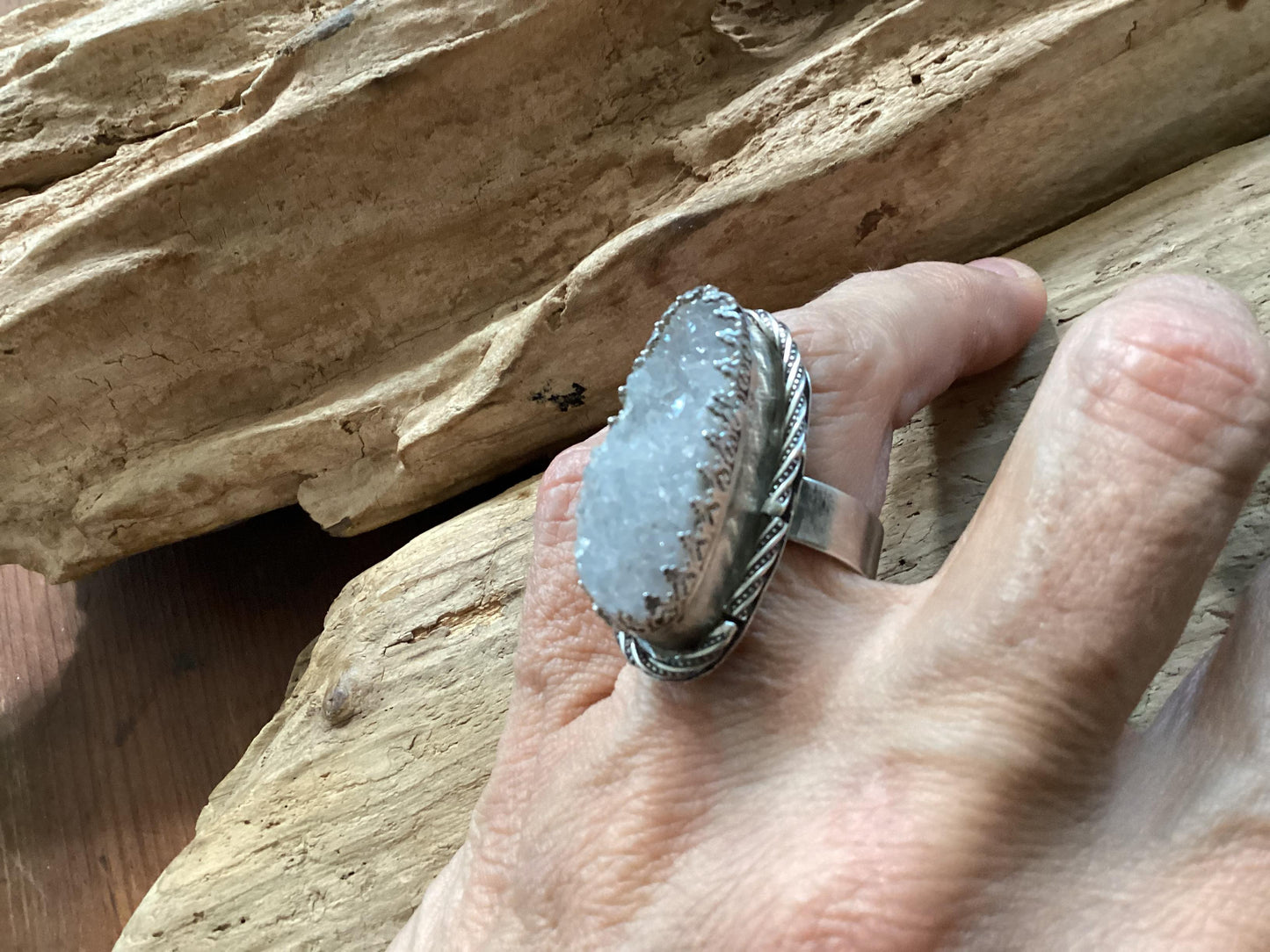 Sterling Silver Druzzy Quartz Ring