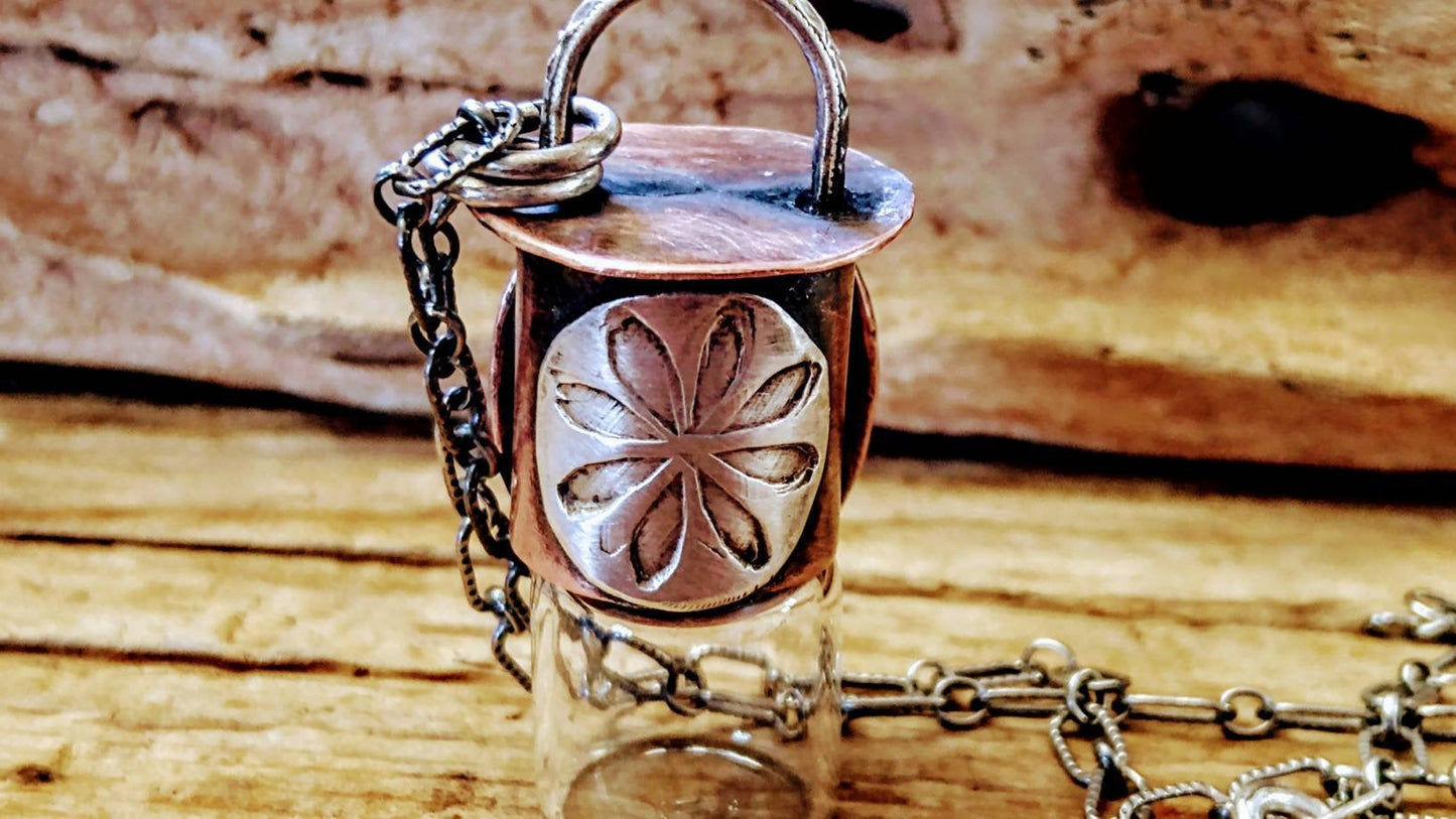 Sterling and Copper Rollerball Necklace