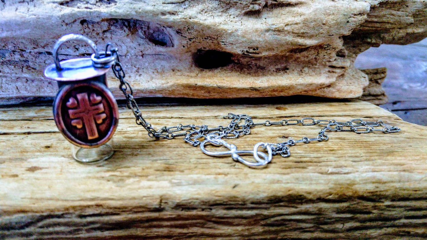 Sterling and Copper Rollerball Necklace
